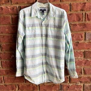 GAPKids Boys Striped Shirt - Green and Gray